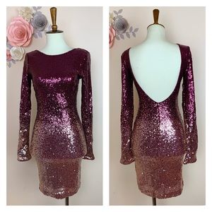 Mind Code Purple Sequin Backless Dress